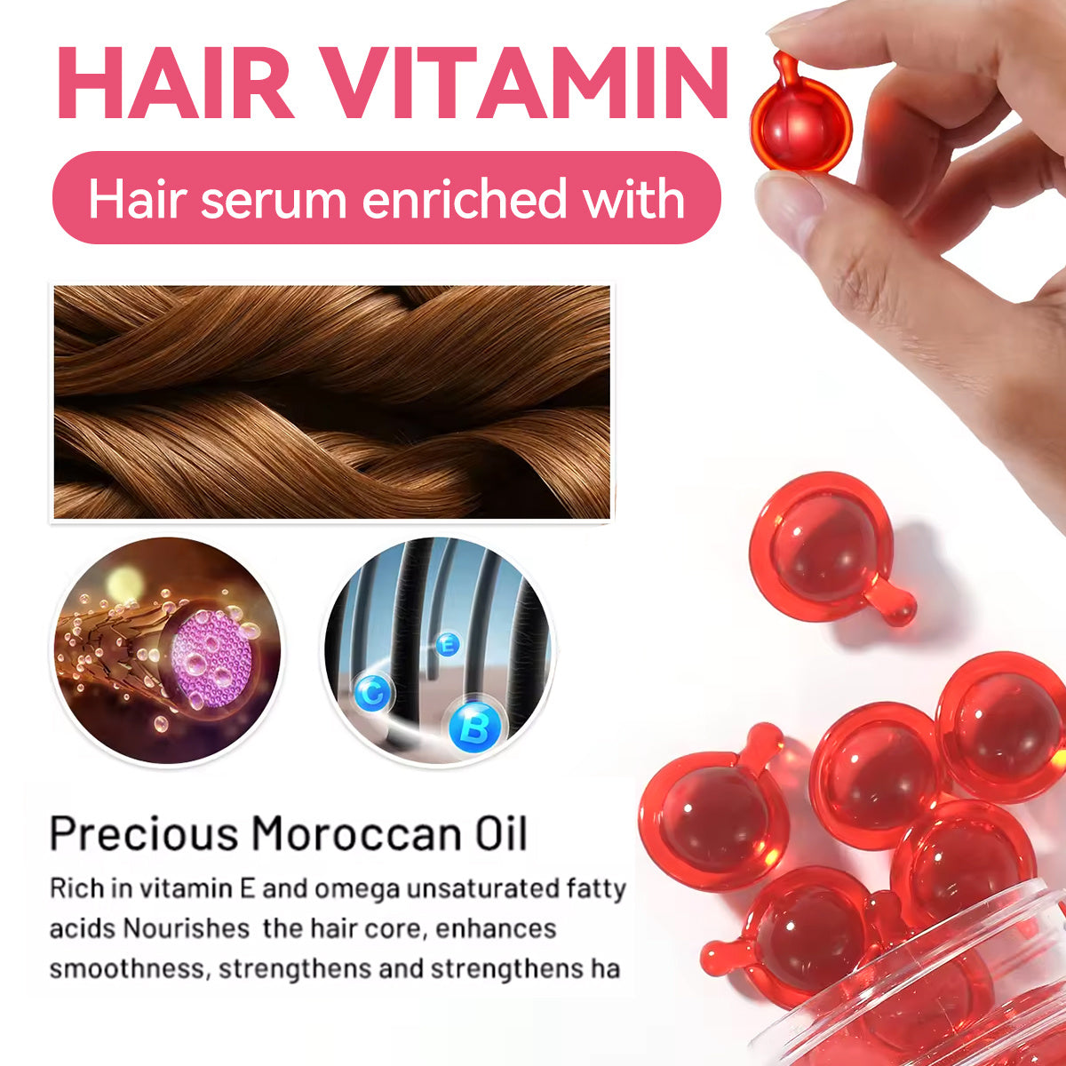 Rainbowsis Hair Treatment Serum - No Rinse With Argan Macadamia Avocado Oils - Vitamins A C E Pro B5 - Rainbowsis