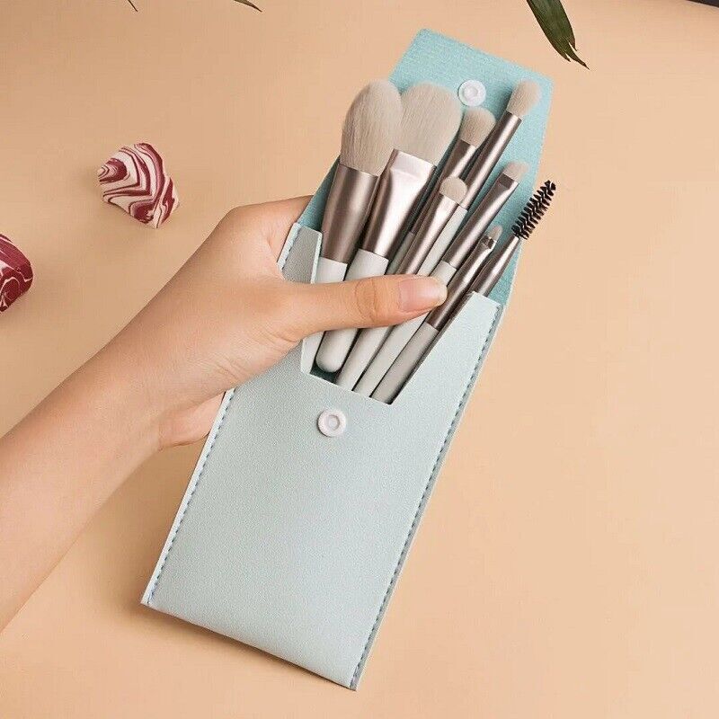 8PCS Makeup Brush Set Foundation Blush Eyeshadow Lip Brushes Make Up Bag Case UK