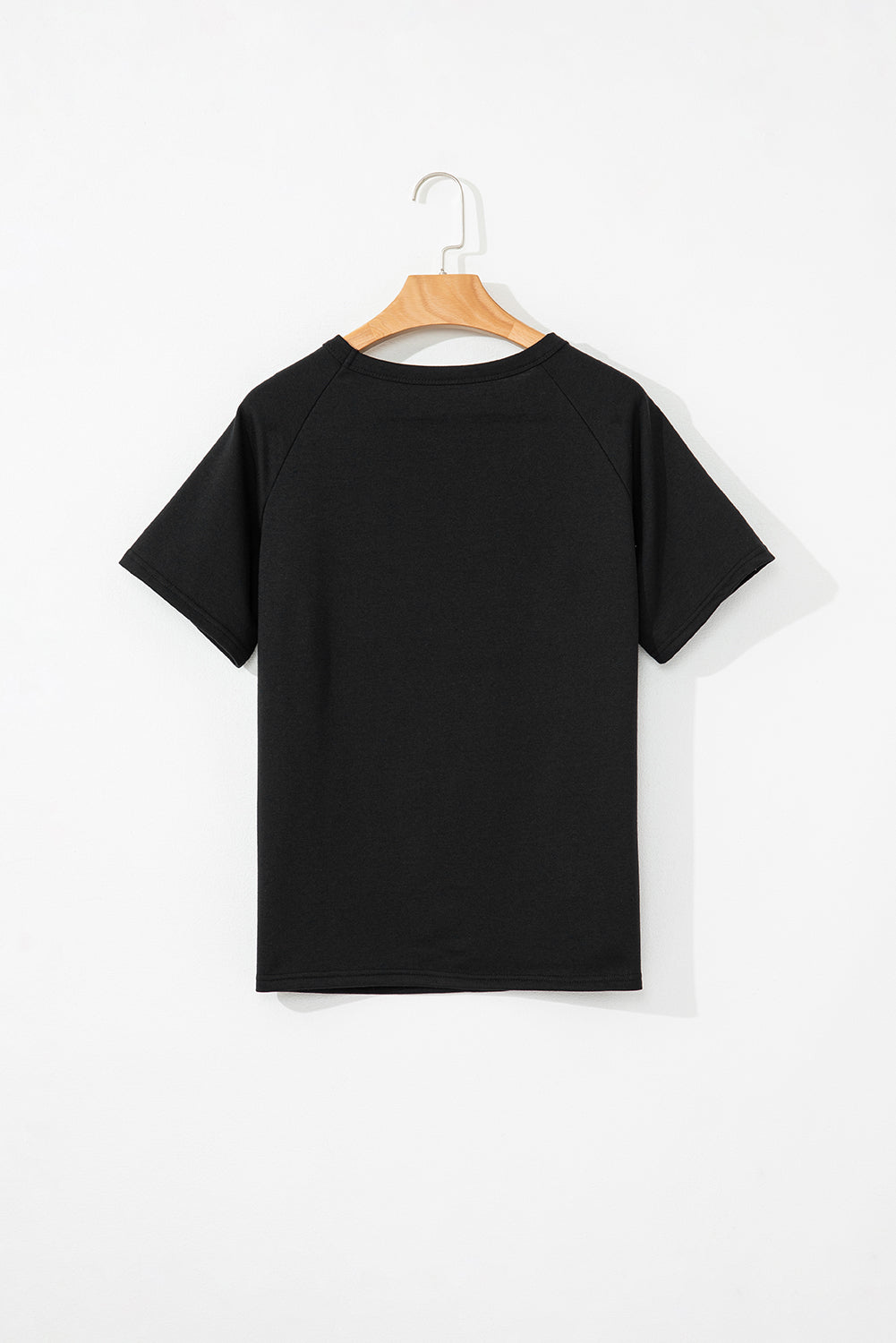 Black Striped Patch Front Casual Tee