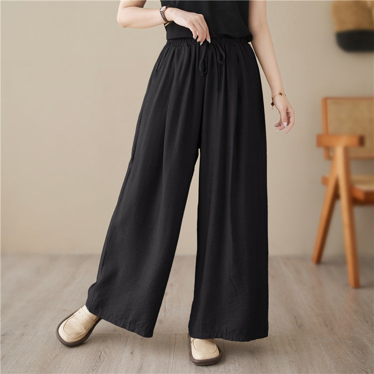 Rainbowsis  New Plus Size Wide Legs Mop Straight Casual Pants