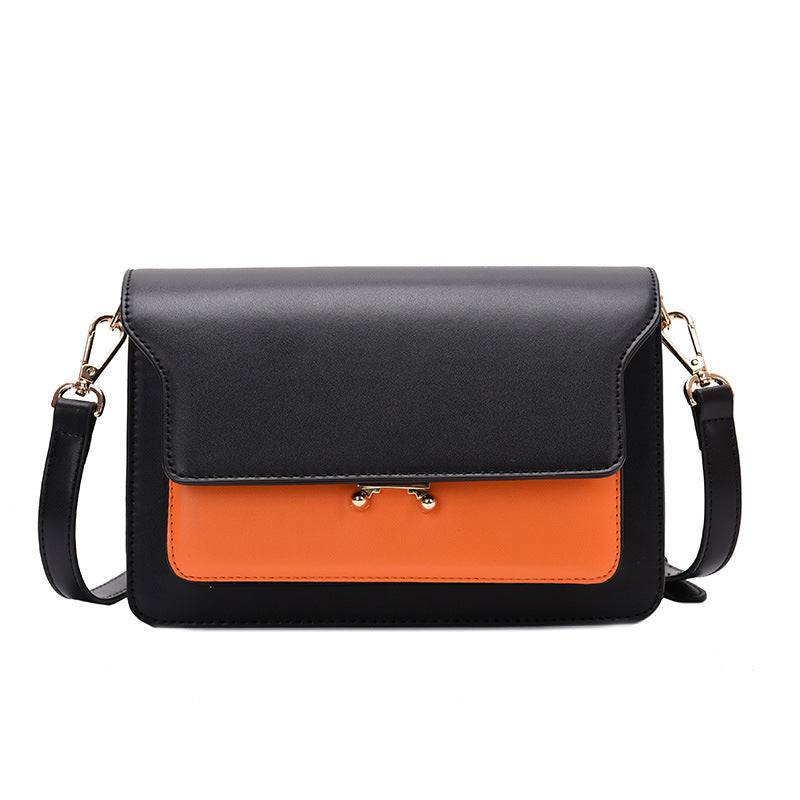 Rainbowsis  Contrast Color Leather Shoulder Bag