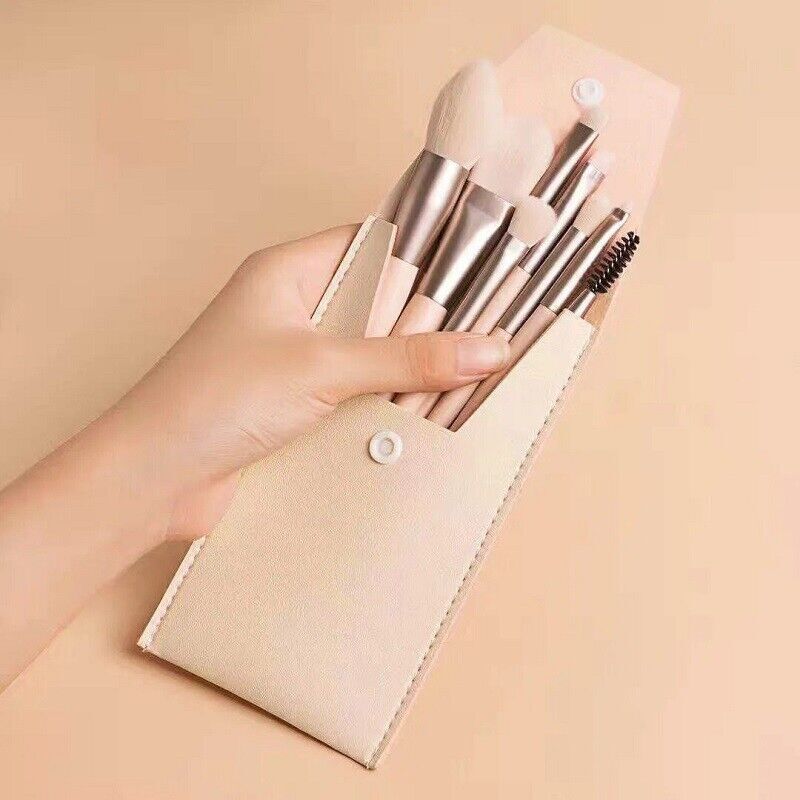 8PCS Makeup Brush Set Foundation Blush Eyeshadow Lip Brushes Make Up Bag Case UK