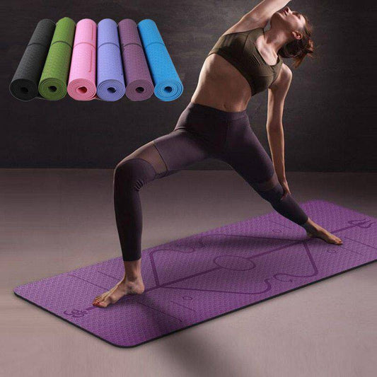 Non-Slip Yoga Mat for Beginners with Position Lines - Rainbowsis