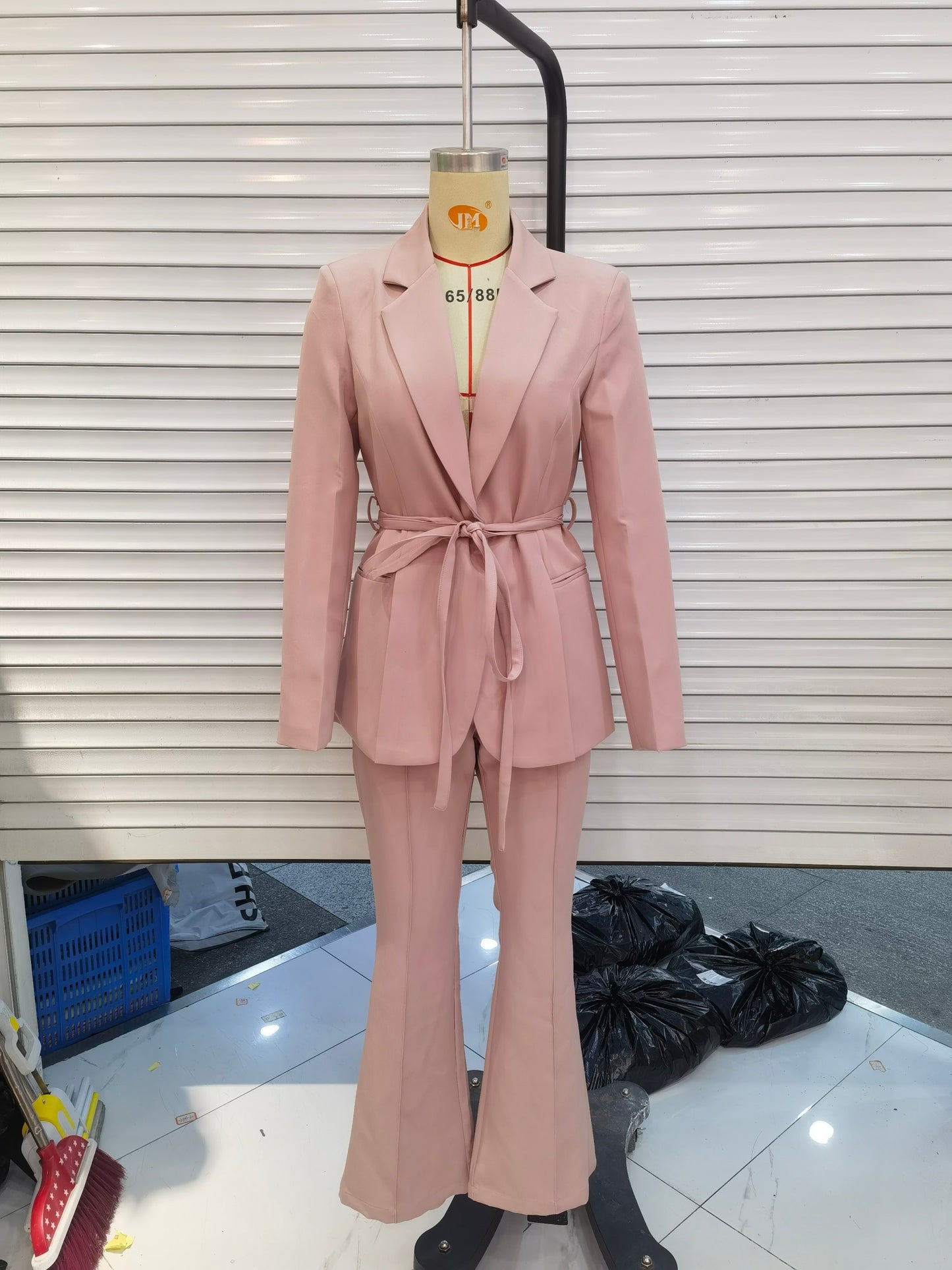 Women Clothing Spring Autumn Solid Color Loose Suit Bootcut Pants Suit