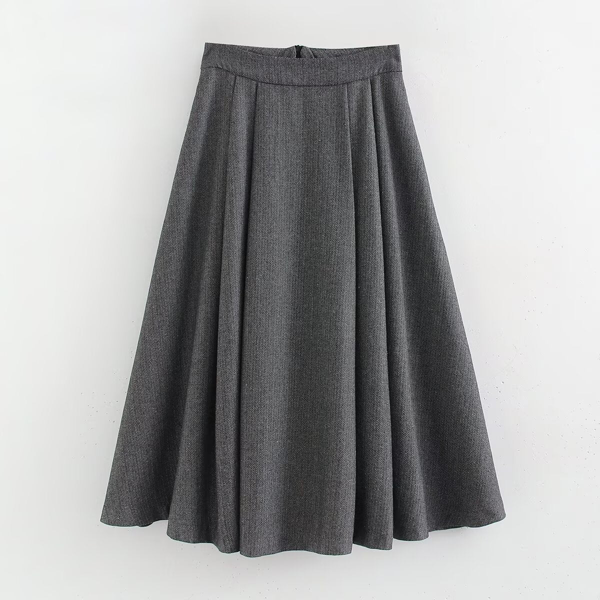 Women Clothing Autumn Winter Herringbone Twill Blazer Midi Skirt Sets