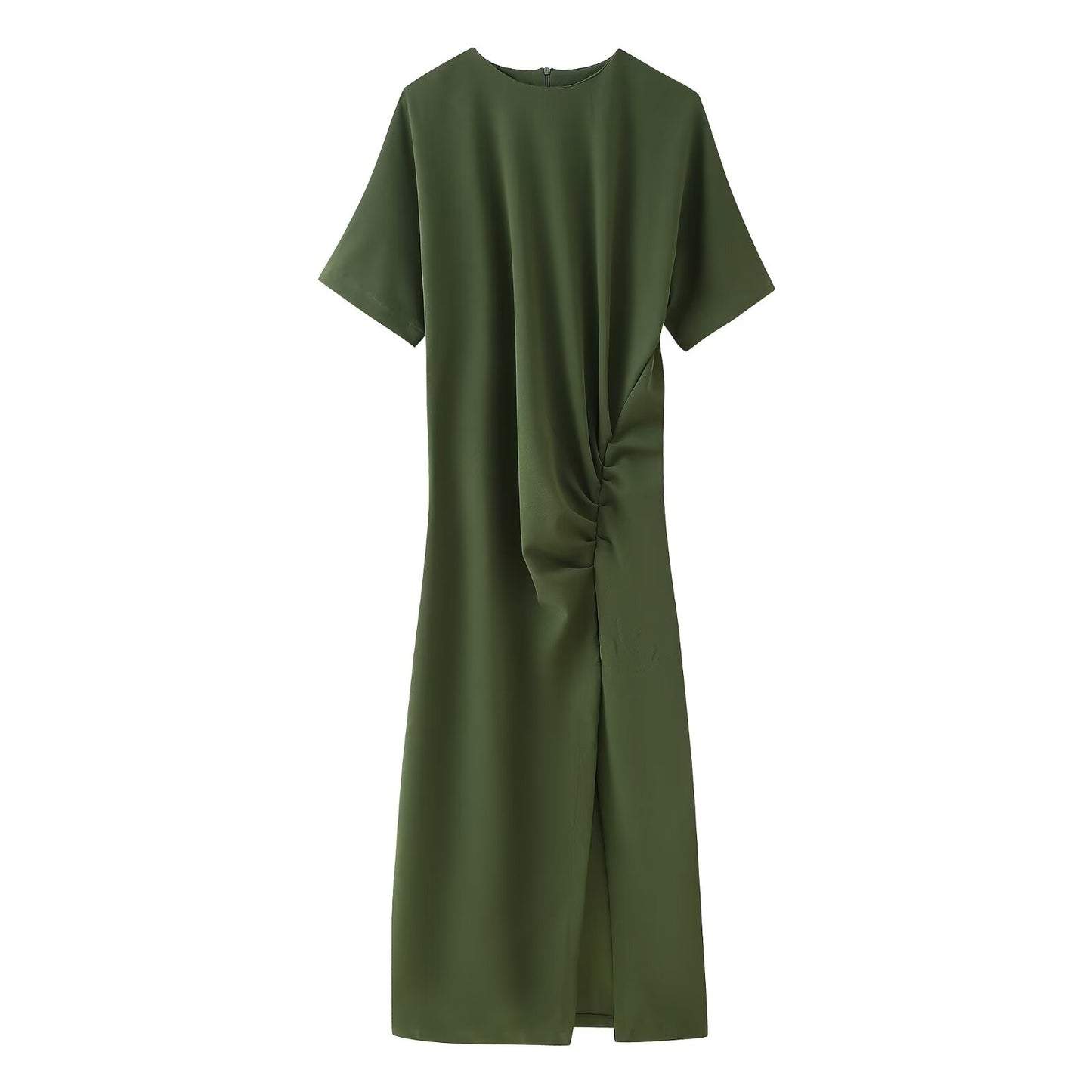 Spring Women Elegant Pleated Midi Dress