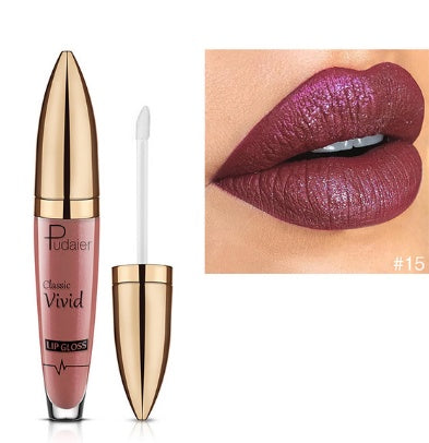 Pudaier matte pearlescent lip gloss non-stick cup diamond lip gloss