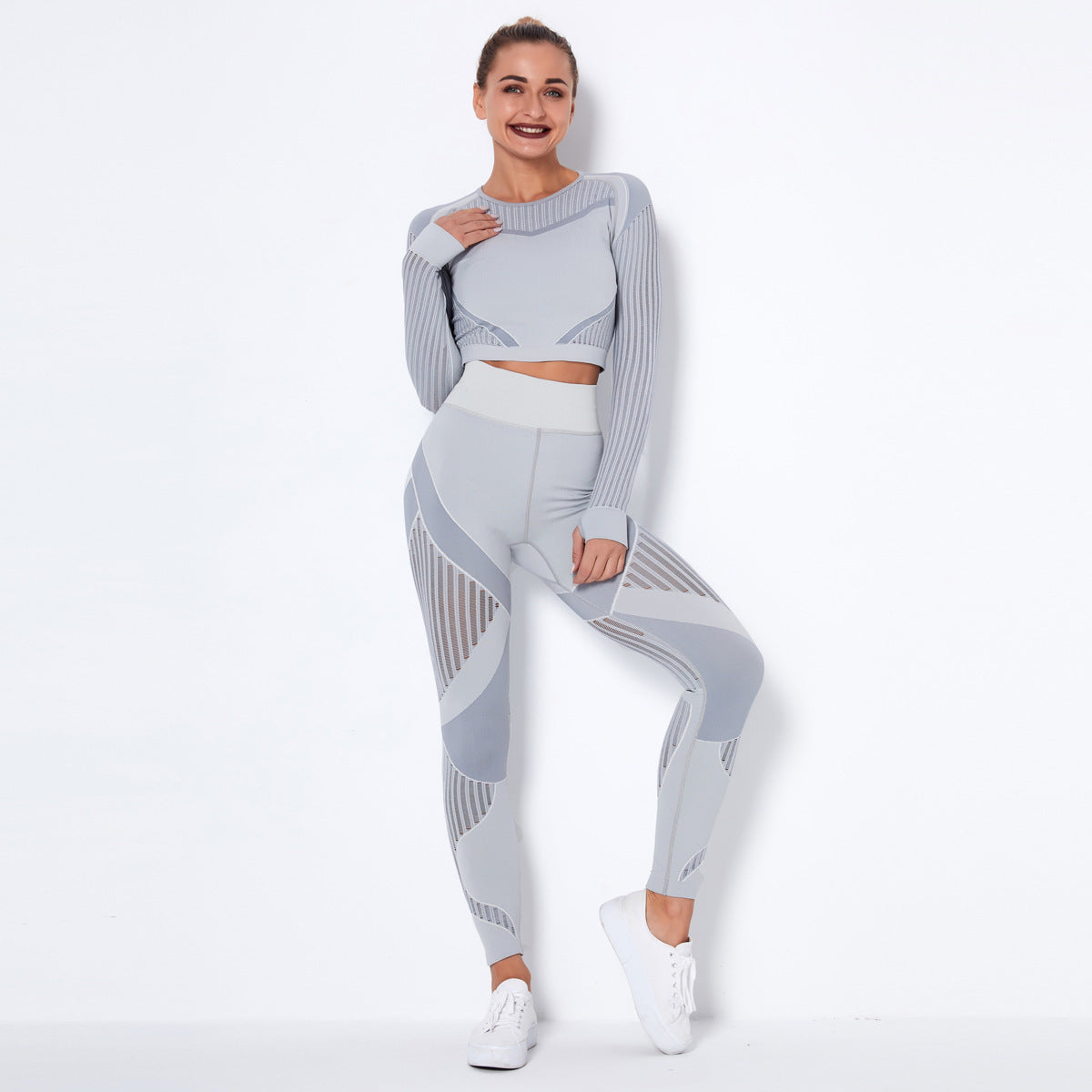 Seamless Knitted Yoga Long-Sleeved Suit