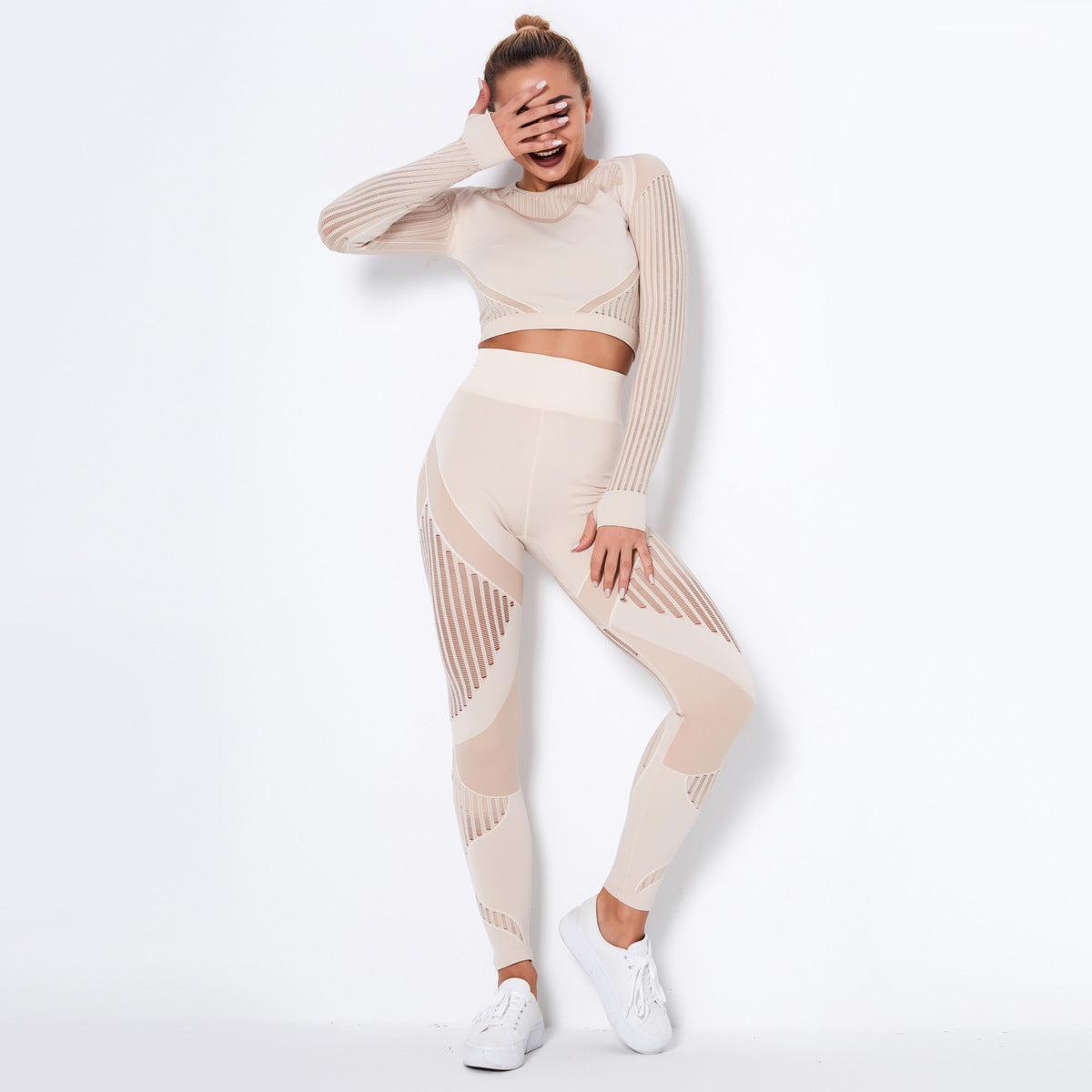 Seamless Knitted Yoga Long-Sleeved Suit