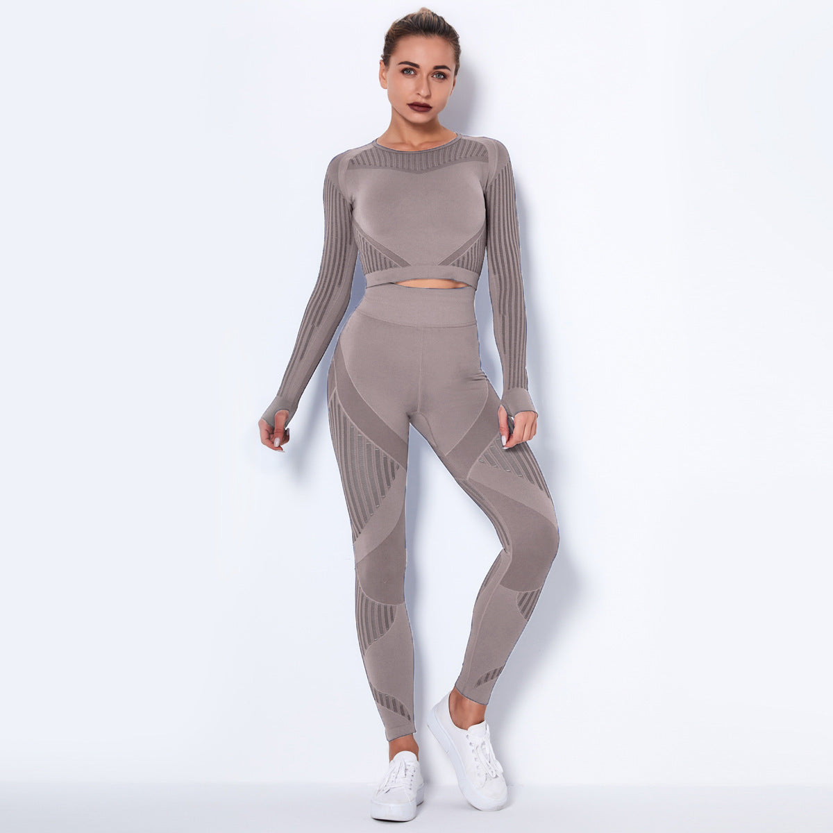 Seamless Knitted Yoga Long-Sleeved Suit