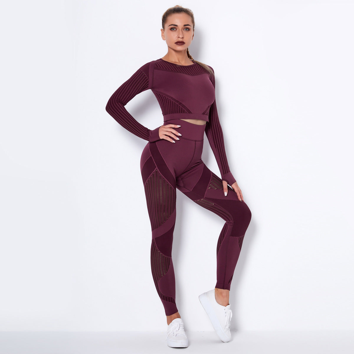 Seamless Knitted Yoga Long-Sleeved Suit