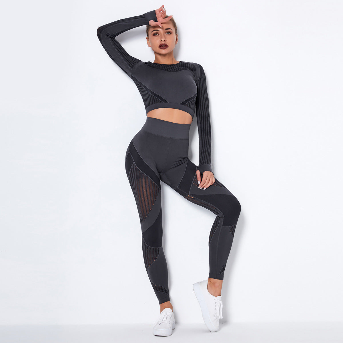 Seamless Knitted Yoga Long-Sleeved Suit