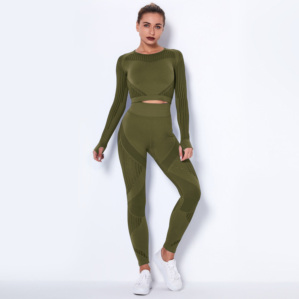 Seamless Knitted Yoga Long-Sleeved Suit