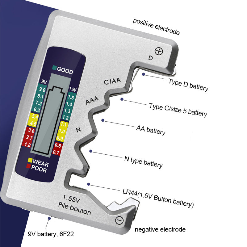 Universal Digital Battery Tester LCD AA AAA 9V 1.5V Button Cell Battery Capacity Check Detector Capacitance Diagnostic Tool