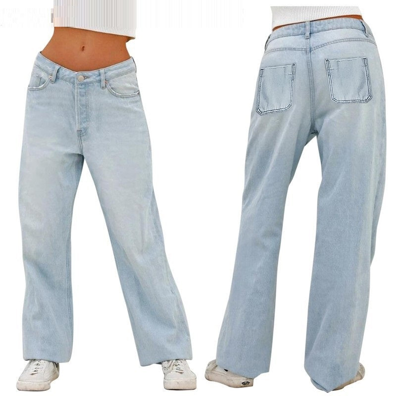 European And American Style Jeans High Waist Loose Wide Legs Type