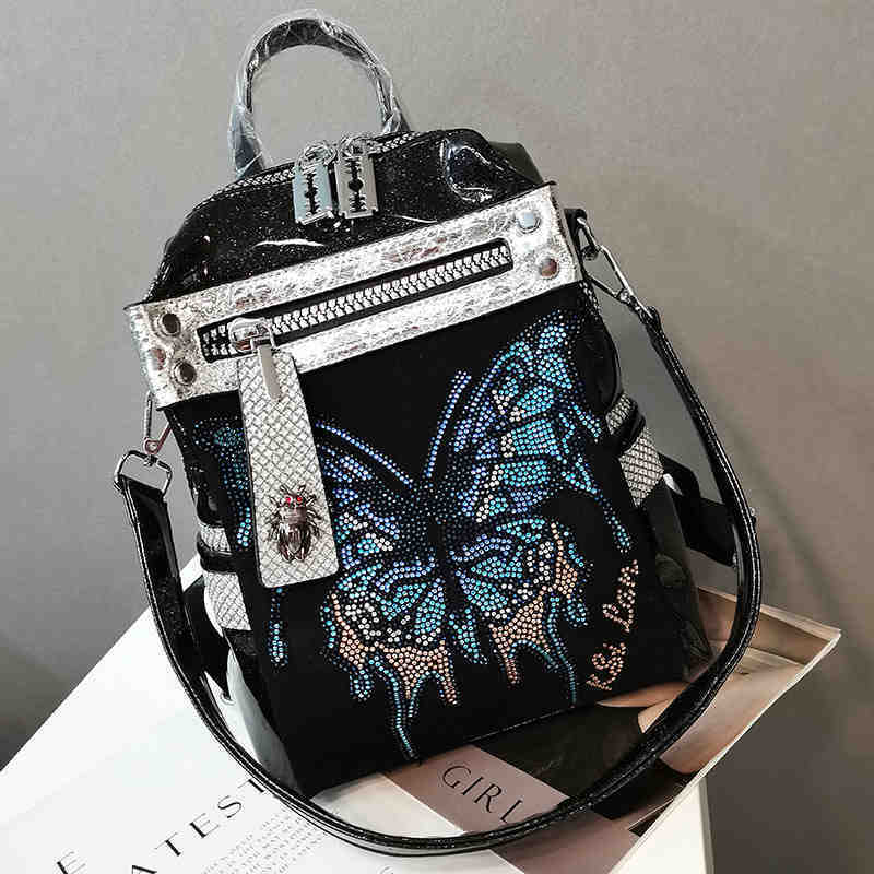 Rainbowsis  New Delicate Rhinestone Personality Butterfly Shoulder Bag