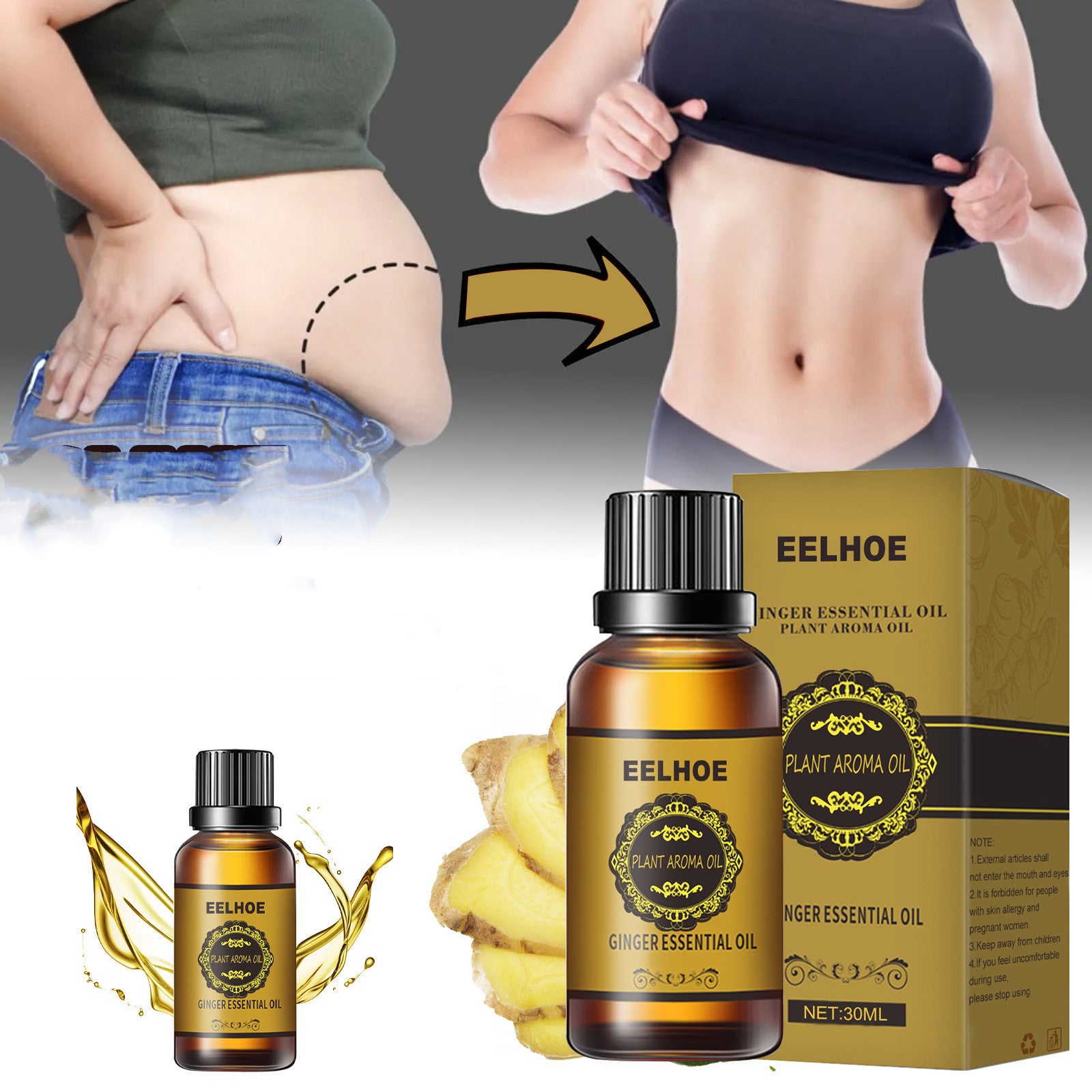 Rainbowsis Ginger Essential Oil Slimming Belly Firming And Slimming Massage - Rainbowsis