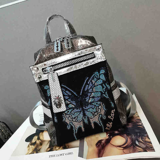 Rainbowsis  New Delicate Rhinestone Personality Butterfly Shoulder Bag