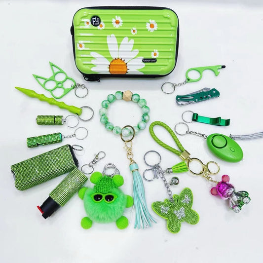 Rainbowsis Green Flower Keychain Set - Rainbowsis