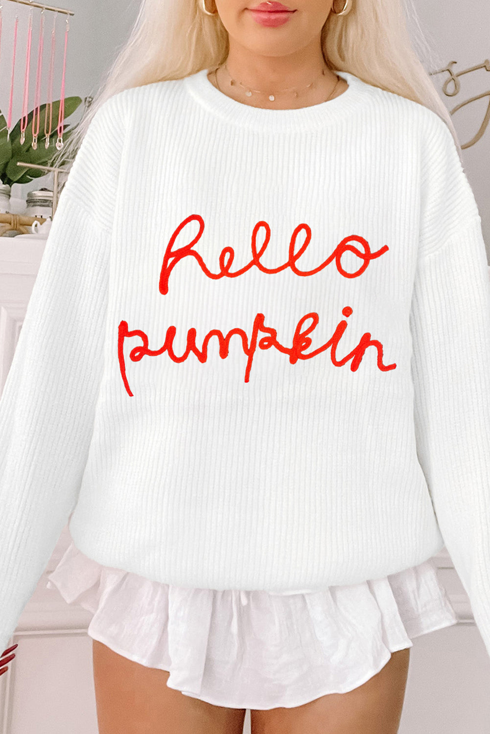 Black Hello Pumpkin Graphic Sweater