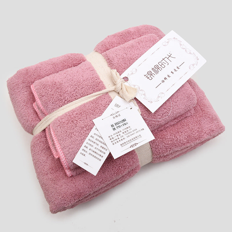 Coral velvet gift towel bath towel set