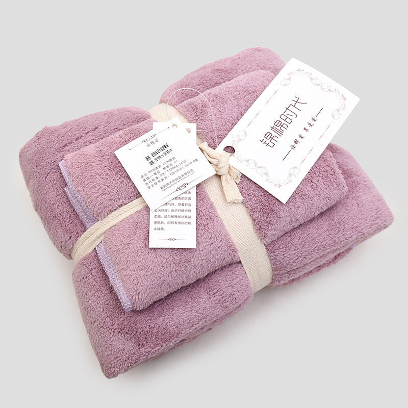 Coral velvet gift towel bath towel set