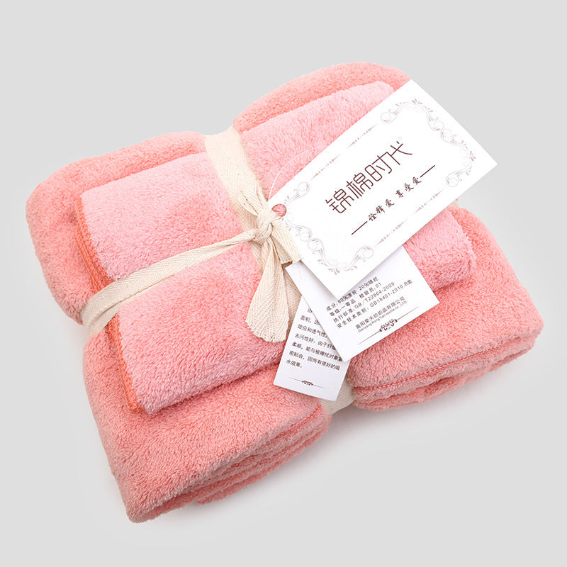 Coral velvet gift towel bath towel set