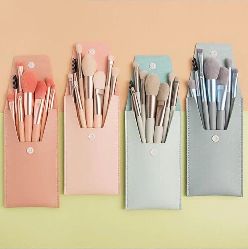 8PCS Makeup Brush  Set Foundation Blush Eyeshadow Lip Brushes Make Up Bag Case UK