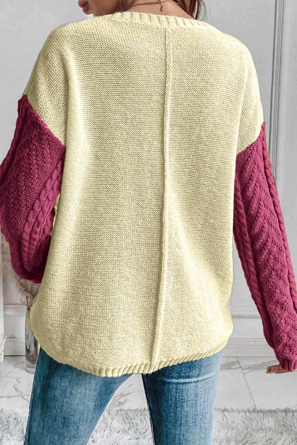 Vineyard Green Colorblock Patched Pocket Drop Shoulder Sweater