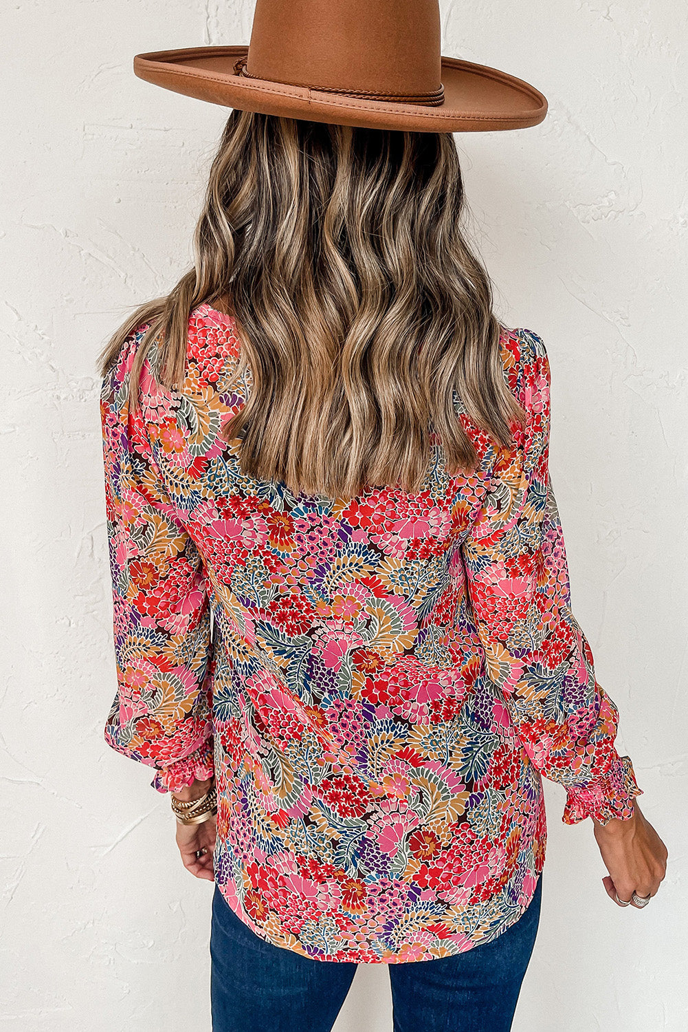 Yellow Puff Sleeve Floral Blouse