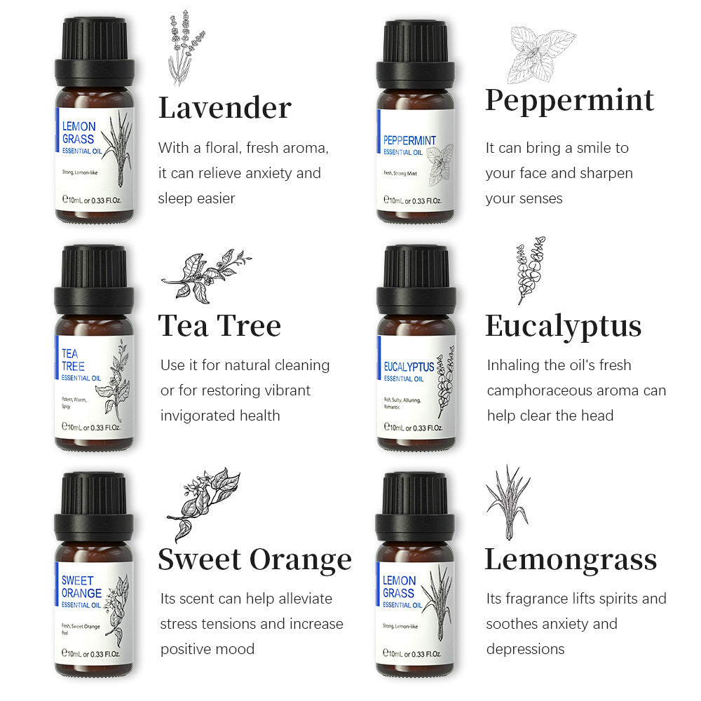 Plant Aromatherapy Essential Oil 10ml Set 6 Piece Set - Rainbowsis