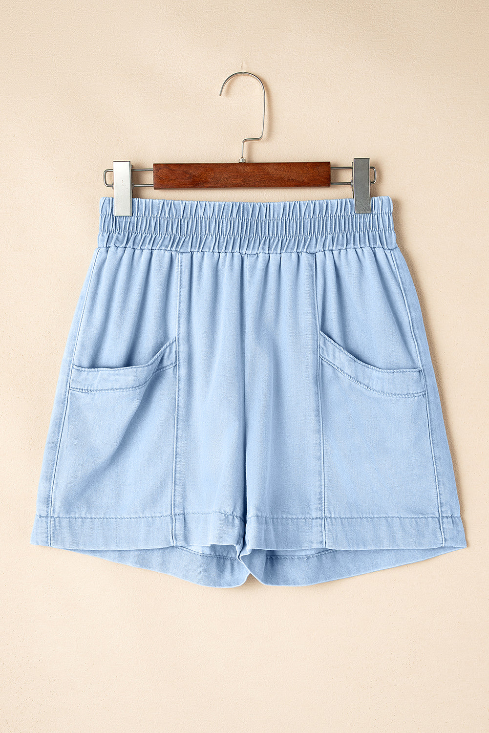 Beau Blue Light Wash Pocketed Wide Leg Denim Shorts