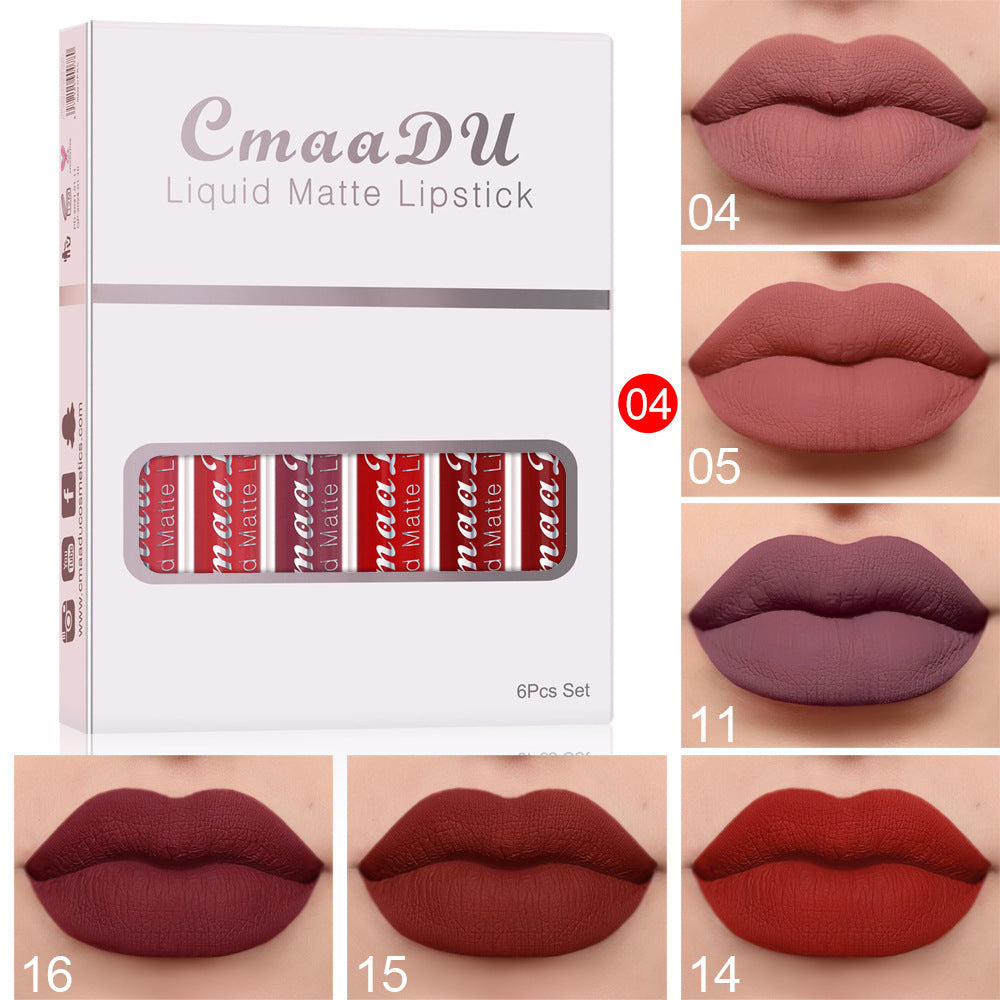 6 Matte Non-stick Cup Waterproof Lipstick Long Lasting Lip Gloss