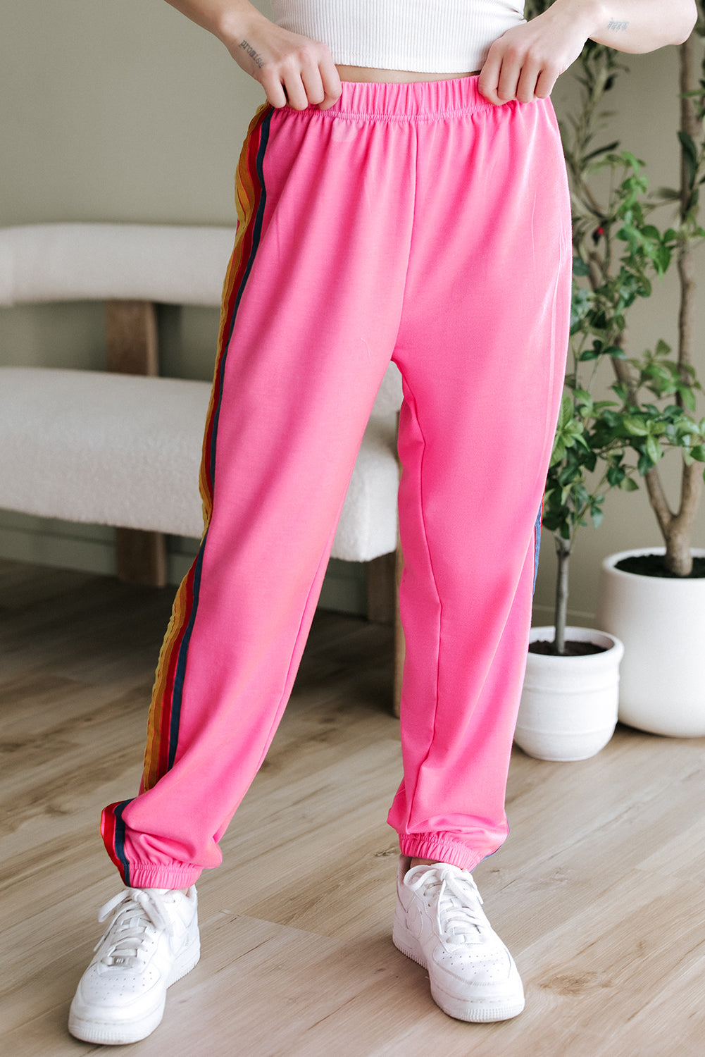 Pink Counting Rainbows High Waist Sweatpants