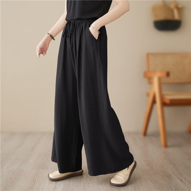 Rainbowsis  New Plus Size Wide Legs Mop Straight Casual Pants