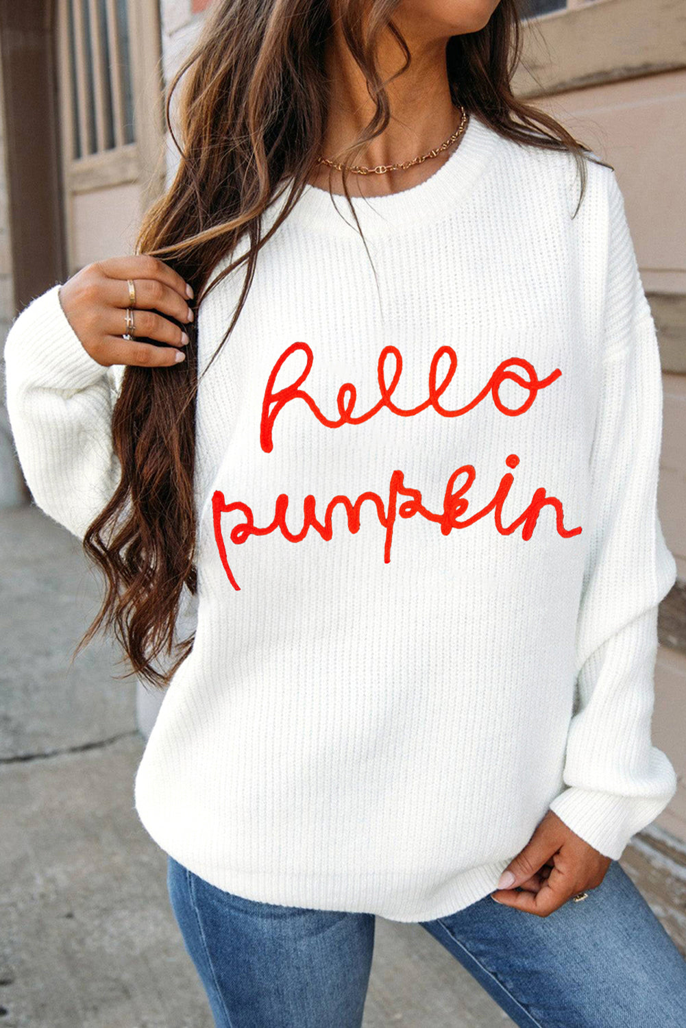 Black Hello Pumpkin Graphic Sweater