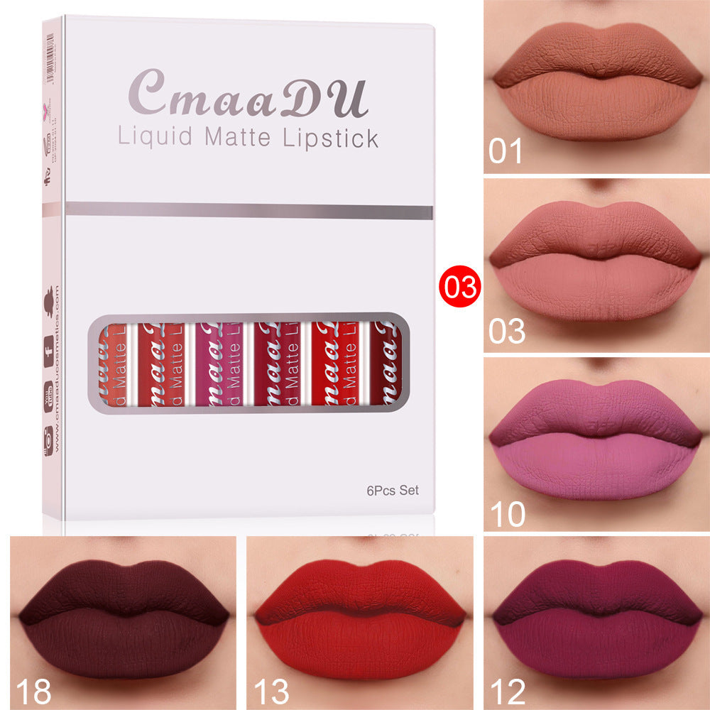 6 Matte Non-stick Cup Waterproof Lipstick Long Lasting Lip Gloss