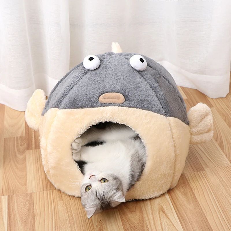 Cute Animal Cat Accessory Furniture Balloonfish-shaped Pet Mats Indoor