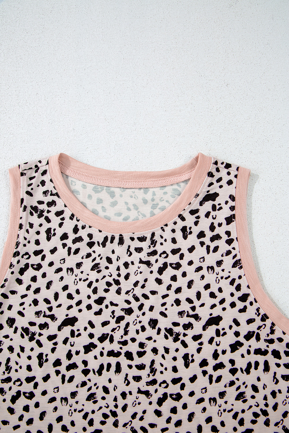 Gray Leopard Print Round Neck Tank Top