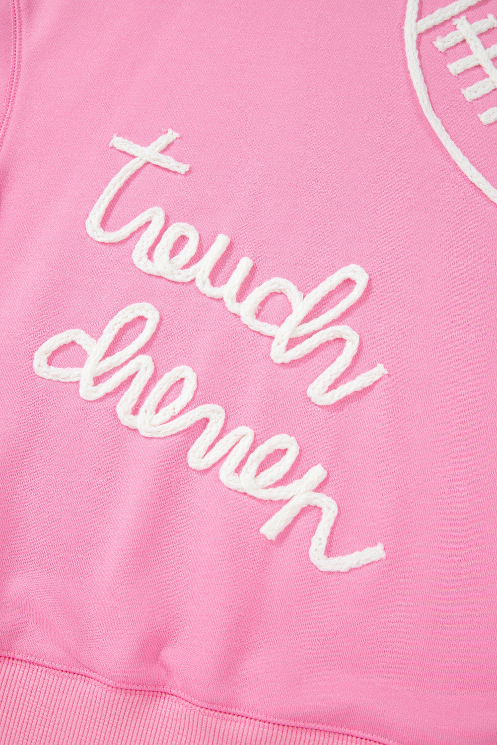 Pink Touch Down Rugby Football Embroidered Plus Size Sweatshirt