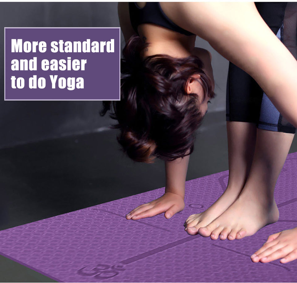 Non-Slip Yoga Mat for Beginners with Position Lines