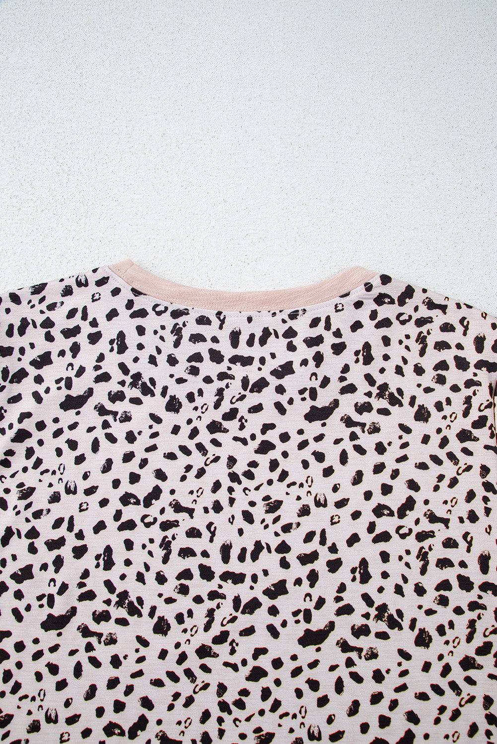 Apricot Cheetah Print O-neck Short Sleeve T Shirt