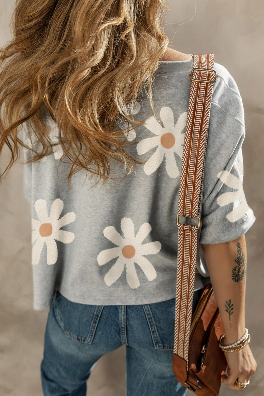 White Daisy Flower Printed Casual T Shirt