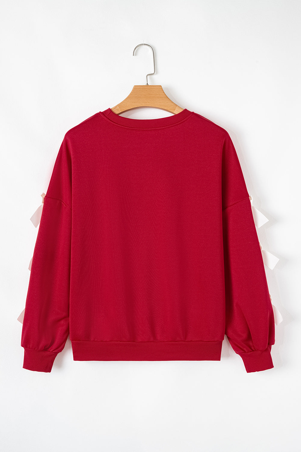 Myosotis Contrast Bow Decor Dropped Sleeve Crewneck Sweatshirt