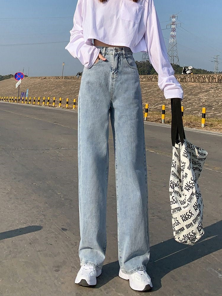 Wide Leg Jeans For Women Bottom Baggy Denim Pants Trousers