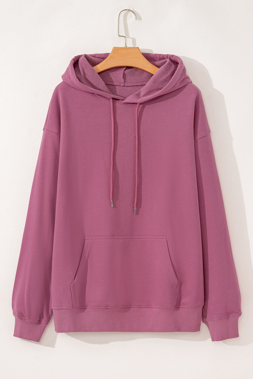 Bonbon Fleece Lined Kangaroo Pocket Drawstring Chunky Hoodie