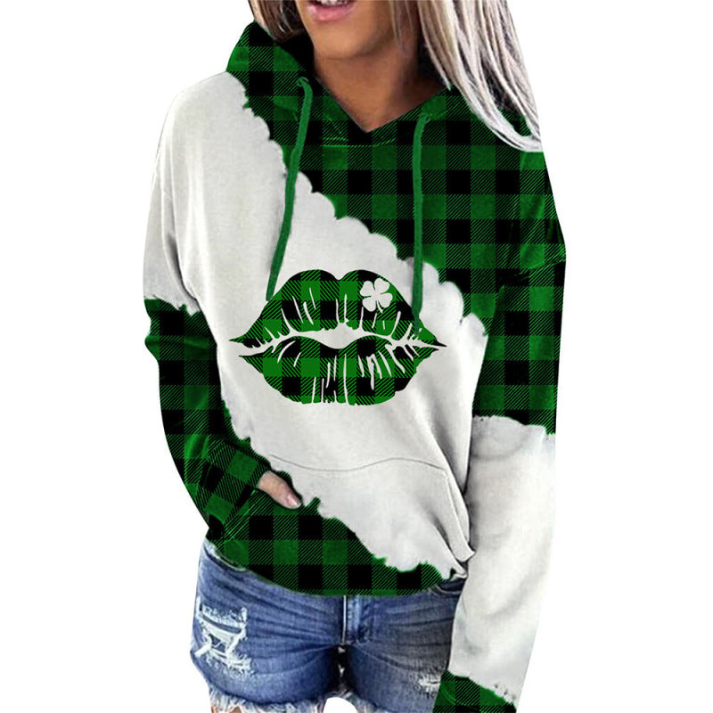 Women’s Plaid Print Hooded Sweatshirt