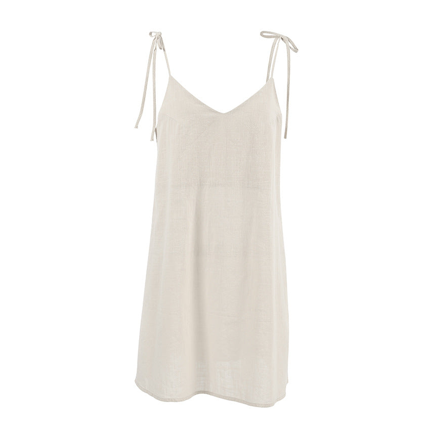 Casual Backless Cotton Home Wear Summer Women Can Wear outside Slim Fit Breathable Strap Nightdress