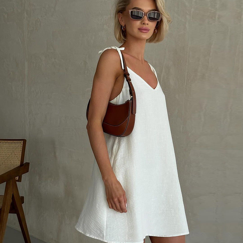 Casual Backless Cotton Home Wear Summer Women Can Wear outside Slim Fit Breathable Strap Nightdress