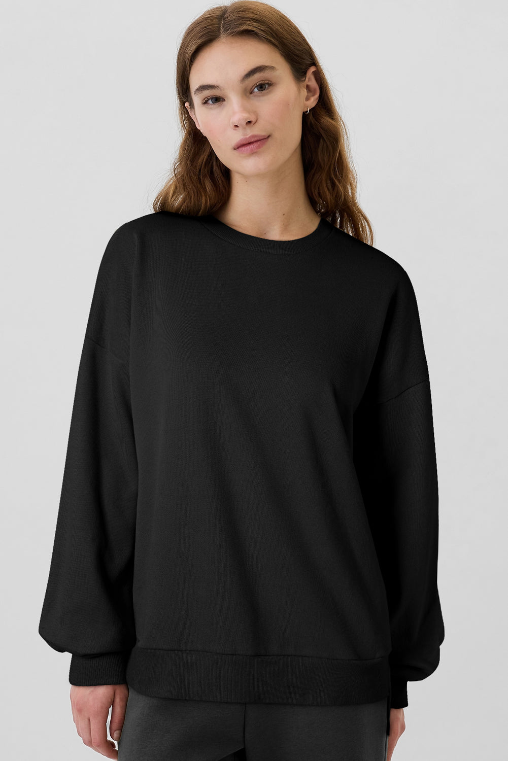 Valerian Solid Fleece Lined Drop Shoulder High Low Sweatshirt